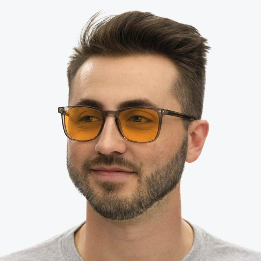 BlockBlueLight Blue Light Blocking Glasses - Amber Lens SunDown Taylor Blue Blocking Glasses-Pearl Grey
