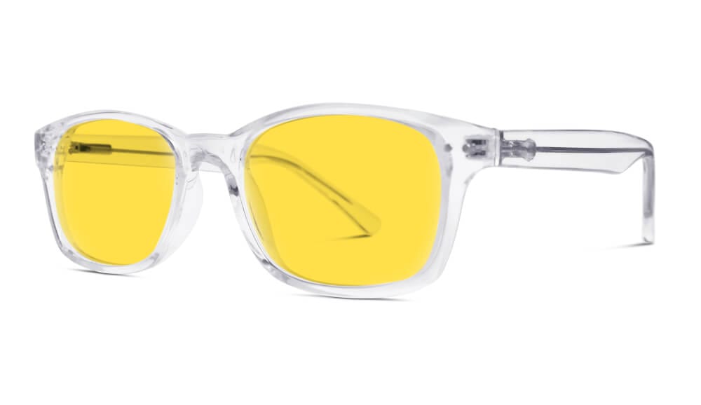 BlockBlueLight Blue Light Filter Glasses - Yellow Lens DayMax Wayfarer Glasses - Crystal
